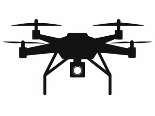 Drone silhouette vector illustration, helicopter silhouette vector