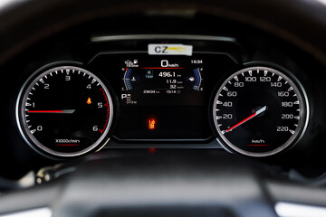 car​ instrument panel, car​ speed motor of​ night, car​ dashboard​ modern​ automobile...