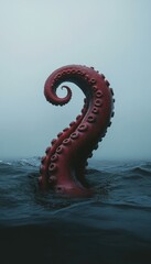 One tentacle of the kraken protrudes from the surface of the sea.