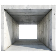 A pedestrian underpass entrance with smooth concrete walls isolated on white background 