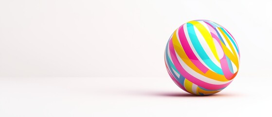 Fototapeta premium Colorful beach ball isolated on white bright and playful 3D illustration, isolated on white background