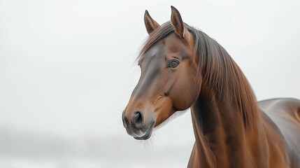 Fototapeta premium Majestic Horse with Flowing Mane Against Soft Background