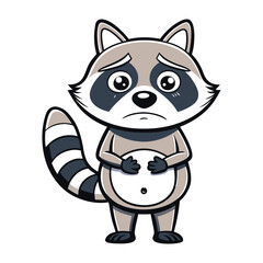 Naklejka premium Cute Racoon isolated Clipart Design - Funny Raccoon Vector illustration 