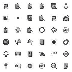 Quality control vector icons set