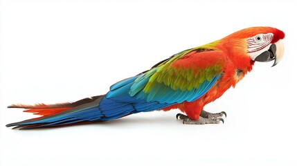 Fototapeta premium Curious Parrot Tilting Its Head Isolated on White Background