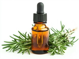 Rosemary Oil Dropper Bottle with Fresh Herbs