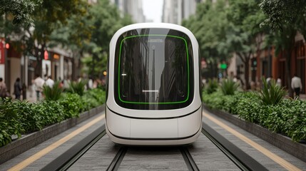Naklejka premium Eco-Friendly Smart Transportation on Urban Streets