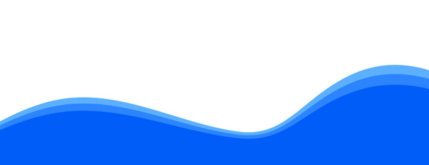 Blue separator, divider, footer shape, wave border vector illustration