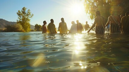The baptism of Jesus by John the Baptist Jordan River