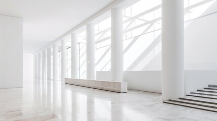 Obraz premium White Abstract Geometric Architecture - a captivating and modern indoor scene. The geometric shapes create an engaging and stylish atmosphere.