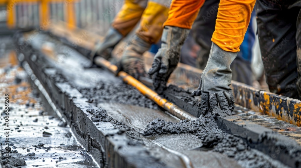 Aufkleber workers use specialized tools to take samples of the concrete and test its strength and durability.
