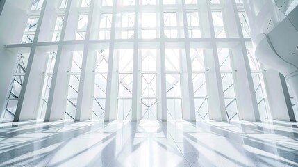 Obraz premium White Abstract Geometric Architecture - a captivating and modern indoor scene. The geometric shapes create an engaging and stylish atmosphere.