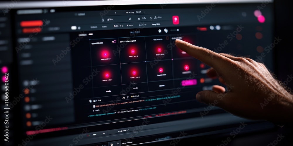 Poster user interacts with advanced technology interface for enhanced experience