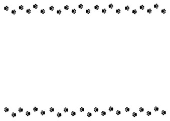 猫の足跡　フレーム　シンプル　黒