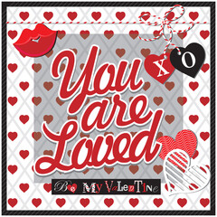 Happy valentine's day with hearts and lettering