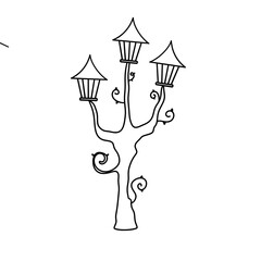 A tree with three lights on it