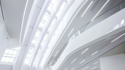 Obraz premium White Abstract Geometric Architecture - a captivating and modern indoor scene. The geometric shapes create an engaging and stylish atmosphere.