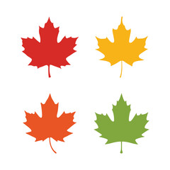 Maple leaf vector art illustration, Set of autumn Maple leaf with vibrant colors with white background.