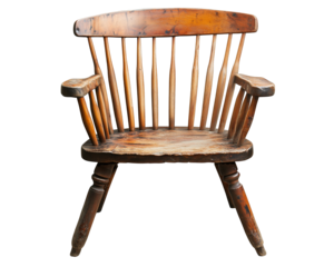 Antique Windsor chair isolated on transparent background
