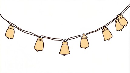 Festive Bell String Lights Illustration - Cozy Holiday Decor