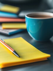 Organize Your Workspace with Colorful Notepads and Pens