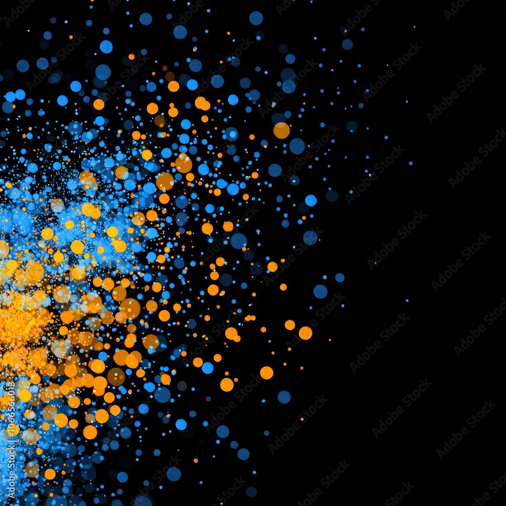 Poster create stunning digital art using vibrant color particles