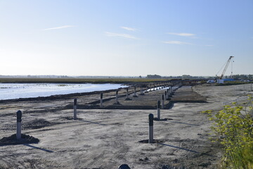 Mont Saint-Michel pedestrian bridge construction site 2012 France /...