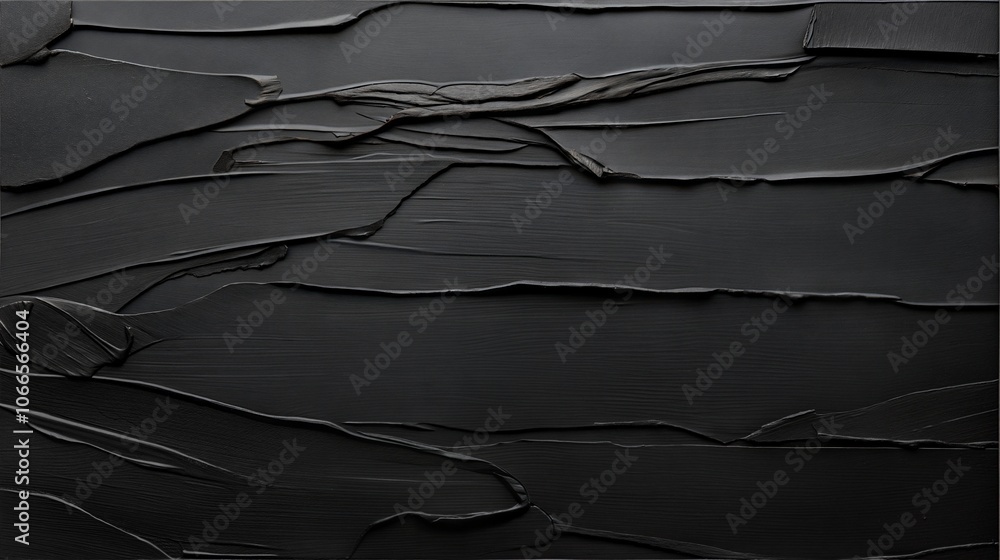 Poster textured abstract black background with cracked layers in minimalistic design