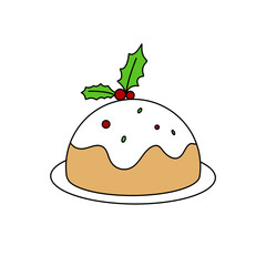 A white cake with red berries on top