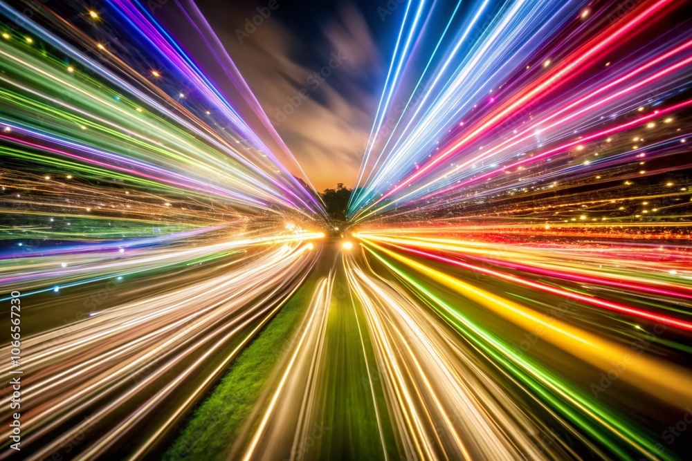 Poster abstract colorful high-speed light glowing gradient background - vibrant drone photography with dyna