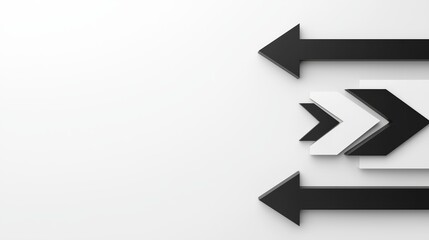 Black arrow sequence pointing left, clean lines on white background, symbolizing guidance, redirection, and cohesive design