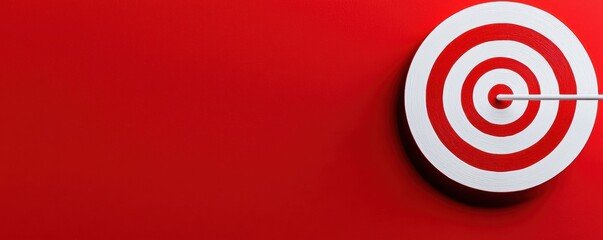 Bold red bullseye design, clean and simple, ideal for visuals on reaching goals, strategic focus, and determination
