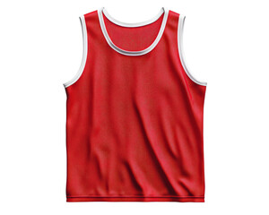 Red athletic tank top with white trim, perfect for sports and workouts