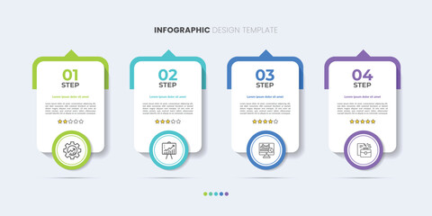 Business infographic template. 4 Step timeline journey. Process diagram, 4 options on white background, Infograph elements