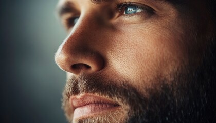 Obraz premium Close-up of a man's face with thoughtful expression.