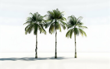 Obraz premium 3D rendering of three palm trees isolated on a white background