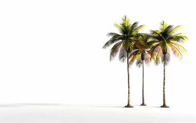Obraz premium 3D rendering of three palm trees isolated on a white background