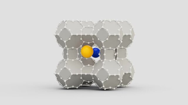 Zeolite cation exchange for water purification, animation