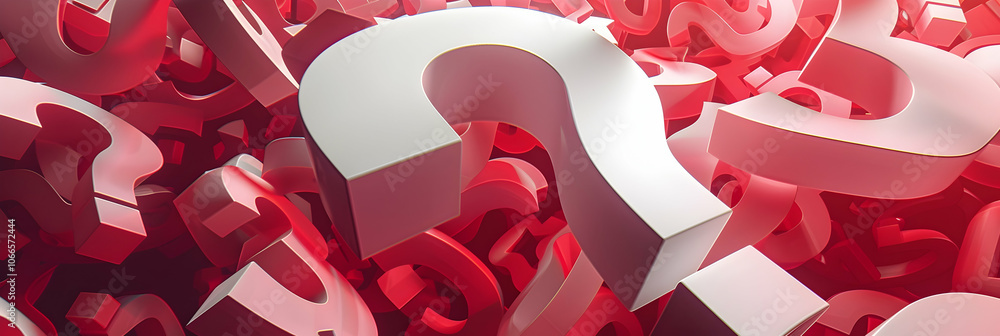 Aufkleber 3d rendering of a question mark background with one red sign