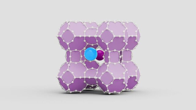 Zeolite cation exchange for water purification, animation