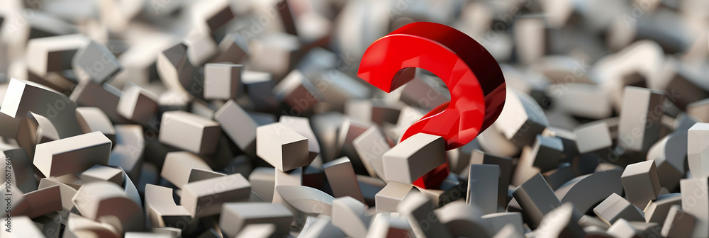 Aufkleber 3d rendering of a question mark background with one red sign