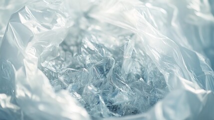 Plastic bottle flakes in white big bag with blur