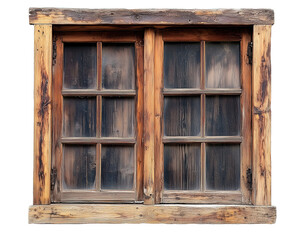 Obraz premium Closed wooden window frame isolated on transparent background