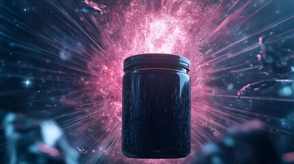 Artistic Representation of Black Whey Protein Container