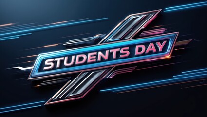 Students Day logo with a tech-inspired look, symbolizing online learning.