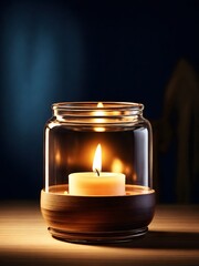 Warm Glow: A Lit Candle in a Jar