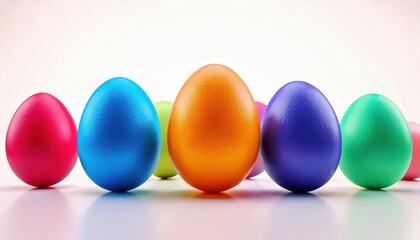 Group of easter eggs painted on white background Easter background 3D rendering 