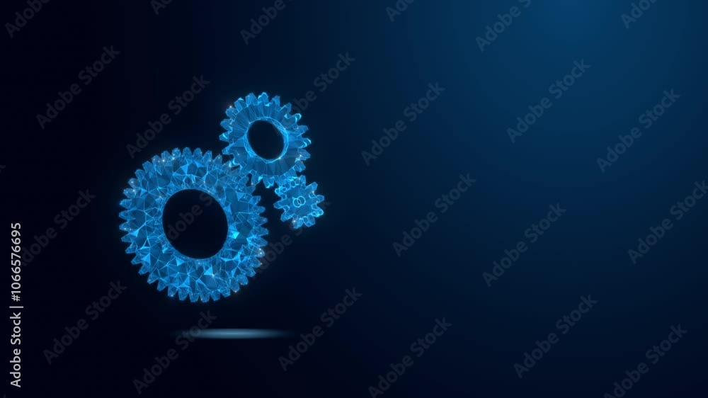 Poster blue geometric gears interlocking in a seamless network - modern mechanical design and engineering c