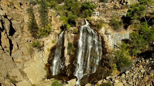 USA, CA, Kernville, South Creek Waterfall, 45586 - Drone view of the South Creek Waterfall on the Kern River near Kernville