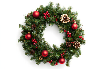 Christmas wreath on white background